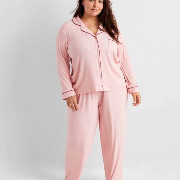 #45 State of Day Women's 2-Pc. Packaged Ribbed Notched-Collar Pajamas Set - Picture 2 of 2